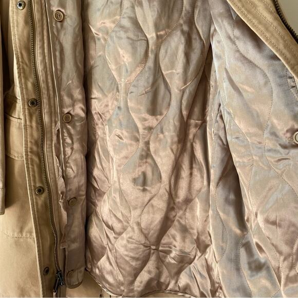 GAP 2-in-1 Parka Coat Jacket with Fur Trim Removable Lining Khaki Tan Hooded S - Picture 9 of 15